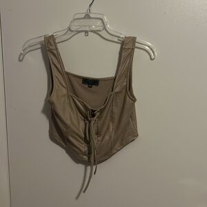 Choclate U.S.A. L Light Brown Sleeveless Crop Top